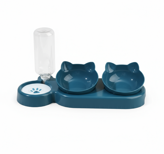 Tigela dupla com bebedouro para gatos